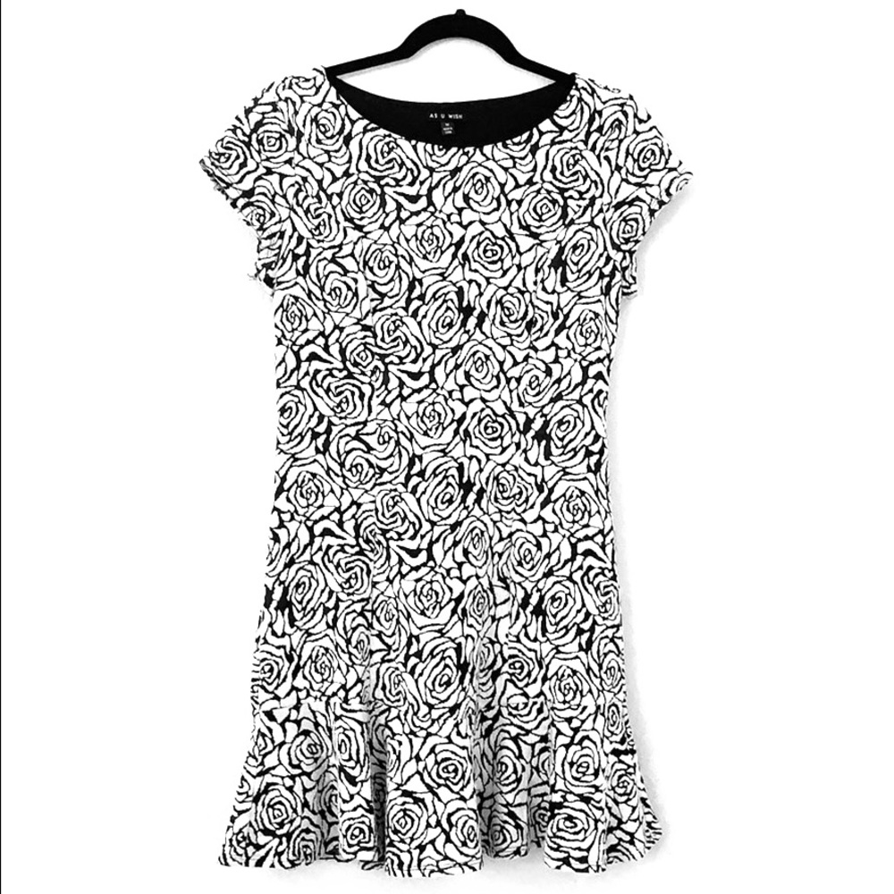 Summer Dress Floral Black and White
